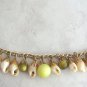 Chunky Moonstone & Shell Charm 8" Bracelet Moonglow From Germany Vintage Jewelry 1960s