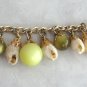 Chunky Moonstone & Shell Charm 8" Bracelet Moonglow From Germany Vintage Jewelry 1960s