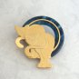Large Gold & Blue Lucite Double Kitty Cat Brooch Unique Vintage Jewelry 1980s