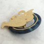 Large Gold & Blue Lucite Double Kitty Cat Brooch Unique Vintage Jewelry 1980s