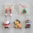 4 Holiday Brooches Pins Pierced Earrings 5 Pieces Christmas Jewelry Designer Russ Vintage