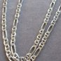 Sterling Silver Figaro Chain Link Necklace 22" Italy 925 Lobster Claw Clasp