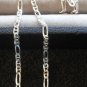 Sterling Silver Figaro Chain Link Necklace 22" Italy 925 Lobster Claw Clasp