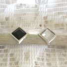 Black & Clear Square Cut Jeweled Stone Brooch Pin By Designer Trifari Vintage Jewelry 1980s