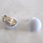 Blue Agate Stone Quartz Round Cabochon Clip On Earrings 1970's Vintage Jewelry