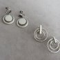 Silver Hoops Clip On Earrings 2 Pair Retro Vintage Jewelry 1970s