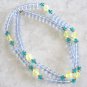 Long Blue Transparent 41" Beaded Necklace Designer Monet Quality Made Vintage Jewelry 1980s