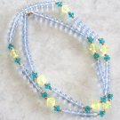 Long Blue Transparent 41" Beaded Necklace Designer Monet Quality Made Vintage Jewelry 1980s