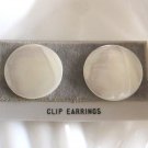 Genuine Mother of Pearl Cabochon Button Clip On Earrings Vintage Jewelry 1970s