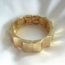 Chunky Style Large Gold Bracelet Spring Hinged Retro Vintage Jewelry 1980s Chunky Style Large Gold Bracelet Spring Hinged Retro Vintage Jewelry 1980s