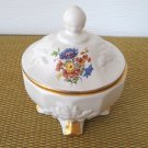 House of Fuller White Raised Flower Porcelain Candy Dish & Lid Trinket Vintage 1960s USA