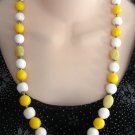 Yellow & White Beaded Necklace Handmade 26" Vintage 1950s Needs Repair Yellow & White Beaded Necklace Handmade 26" Vintage 1950s Needs Repair