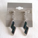 Blue Abalone Style Dangle Silver Pierced Earrings Vintage Jewelry 1980s