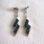 Blue Abalone Style Dangle Silver Pierced Earrings Vintage Jewelry 1980s