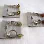 3 Pair Dangle Amber Green Yellow Glass Beaded Lever Back Earrings Vintage Jewelry