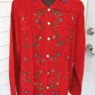 Soft Chenille Dark Red MOP Button Sweater Carolyn Taylor Luxury Size Large Soft Chenille Dark Red MOP Button Sweater Carolyn Taylor Luxury Size Large