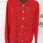 Soft Chenille Dark Red MOP Button Sweater Carolyn Taylor Luxury Size Large