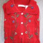 Soft Chenille Dark Red MOP Button Sweater Carolyn Taylor Luxury Size Large
