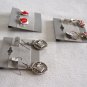 3 Pair Pierced Earrings Dangle Silver Fish Red Poinsettia Vintage Jewelry 1980s