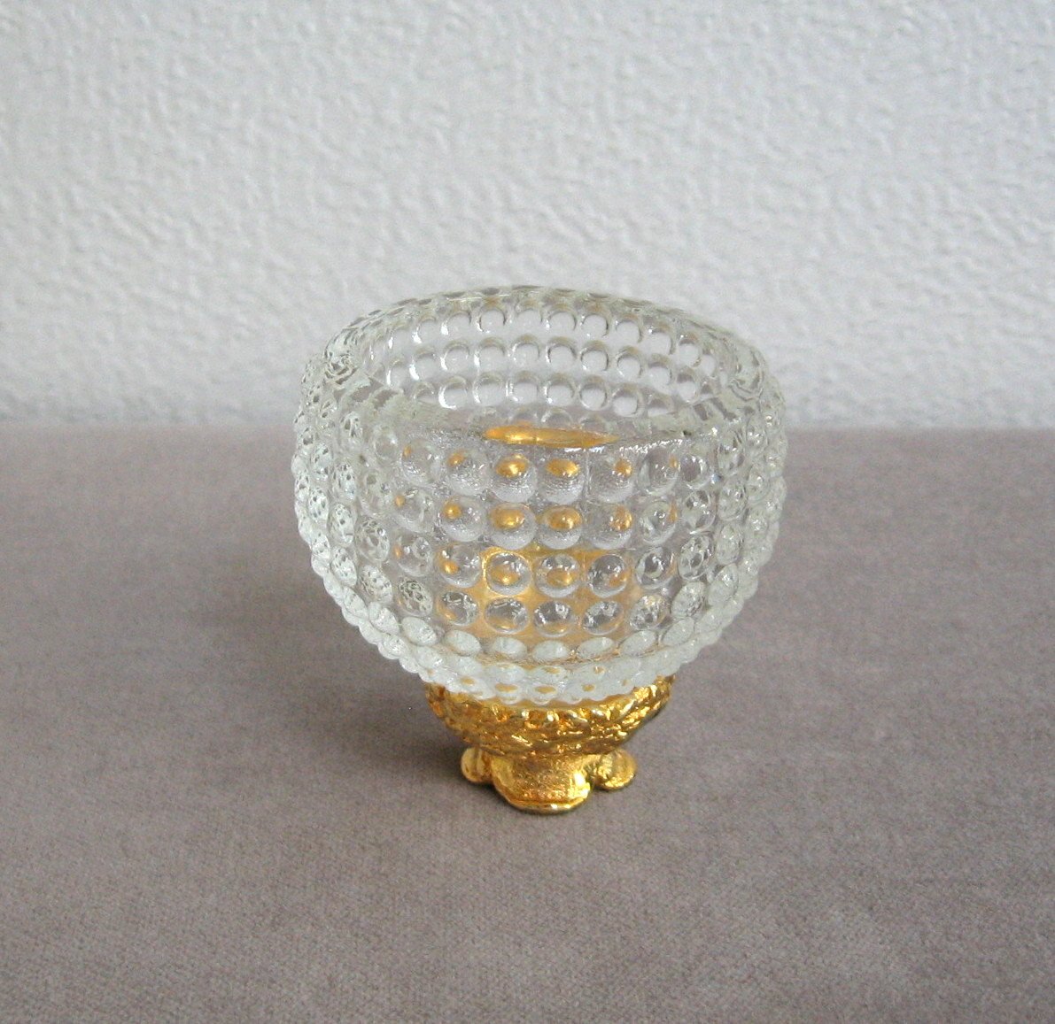 2 Piece Tea Votive Glass Candle Holder Bubble Hobnob By Enesco Vintage 1980s New