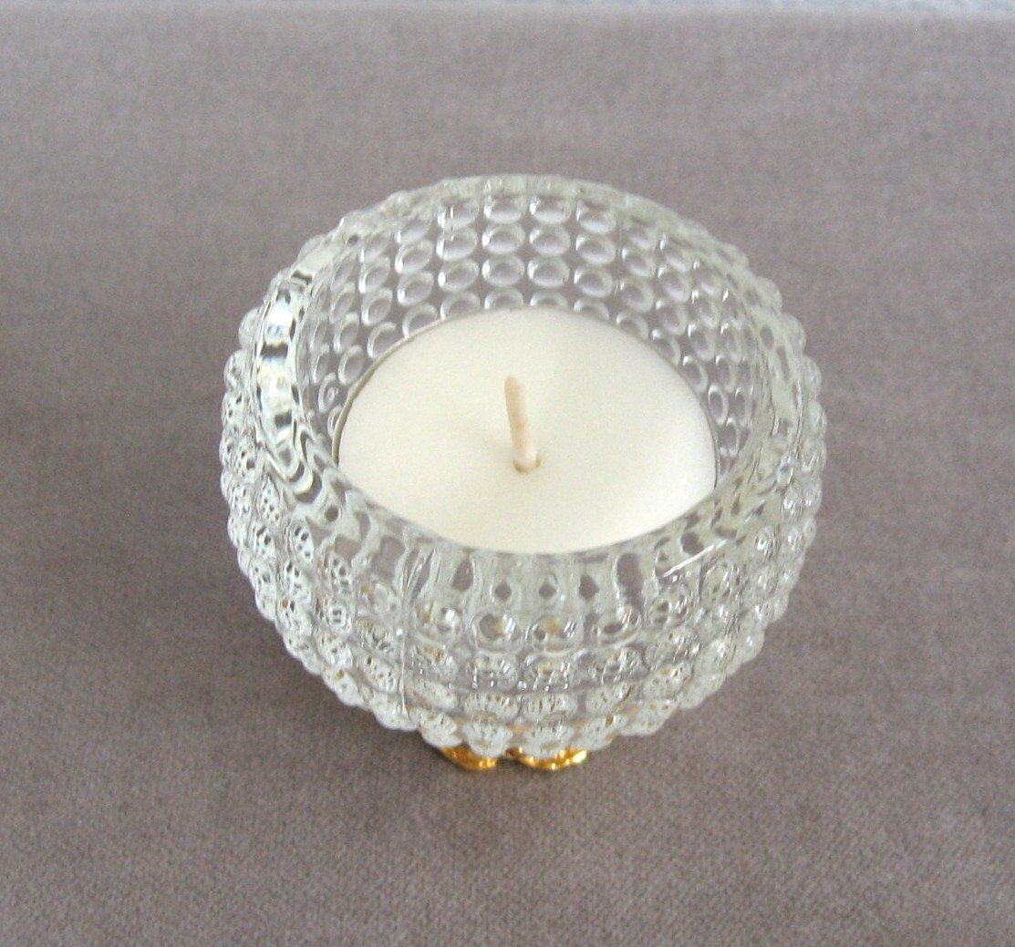 2 Piece Tea Votive Glass Candle Holder Bubble Hobnob By Enesco Vintage