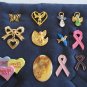 12 Misc Lapel Tac Tack Pins Green Blue Stones Butterfly Angel Survivor Bows Vintage Jewelry