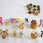 12 Misc Lapel Tac Tack Pins Green Blue Stones Butterfly Angel Survivor Bows Vintage Jewelry