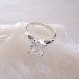 Large Flashy Square Cut Solitaire Crystal Sparkly Stone Ring Size 8 Sterling Silver 925 New