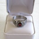 Red Garnet Stone Silver Platinum School Ring Size 10 1/2 Vintage 1979 Kryptonium JLS