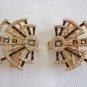 Bling Glitzy Large 2 Piece Rhinestone & Black Enamel Belt Slide Buckle Vintage Jewelry 1970s