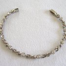Sparkly Crystal Stone Silver Tennis Bracelet XO Vintage Jewelry 1970s