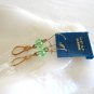 Iridescent Green Bead Dangle Pierced Earrings 14KT Vintage Jewelry 1960's