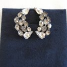 Large Pear Shaped Smoky Crystal Screw Back Earrings Sterling Sparkly Vintage Jewelry 1950s