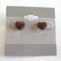 2 Pair Red Stone Heart Pierced Earrings Vintage Jewelry 1980s