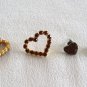 2 Pair Red Stone Heart Pierced Earrings Vintage Jewelry 1980s