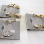 3 Pair Crystal Stone Pearls Puffed Hearts Lever Back Pierced Earrings