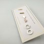 3 Pair Geo Stud Pierced Earrings in Mixed Metals Silver Gold Rose By Designer Foxy Originals New