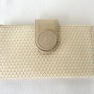 Liz Claiborne Designer Wallet Tan Beige Leather Trim Vintage