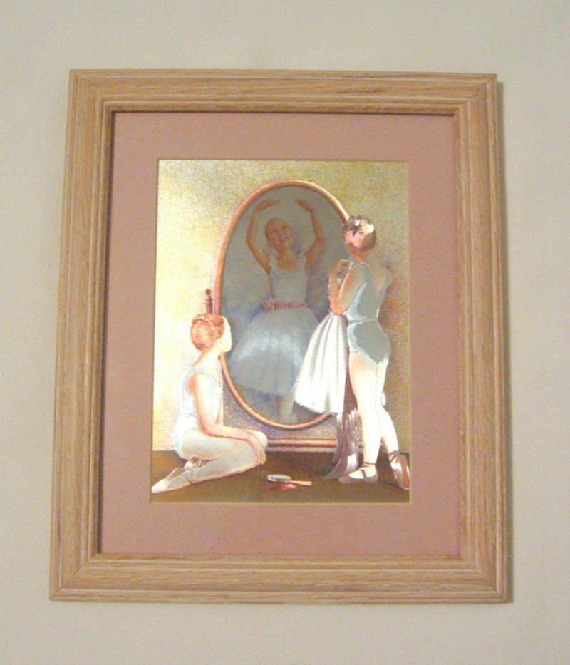 Ballerina Dancer Picture in Frame Metal Etchings Arizona 12x10 Vintage