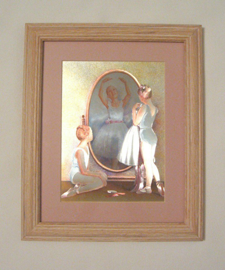 Ballerina Dancer Picture in Frame Metal Etchings Arizona 12x10 Vintage