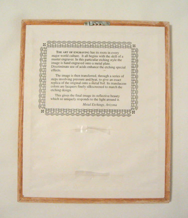 Ballerina Dancer Picture in Frame Metal Etchings Arizona 12x10 Vintage