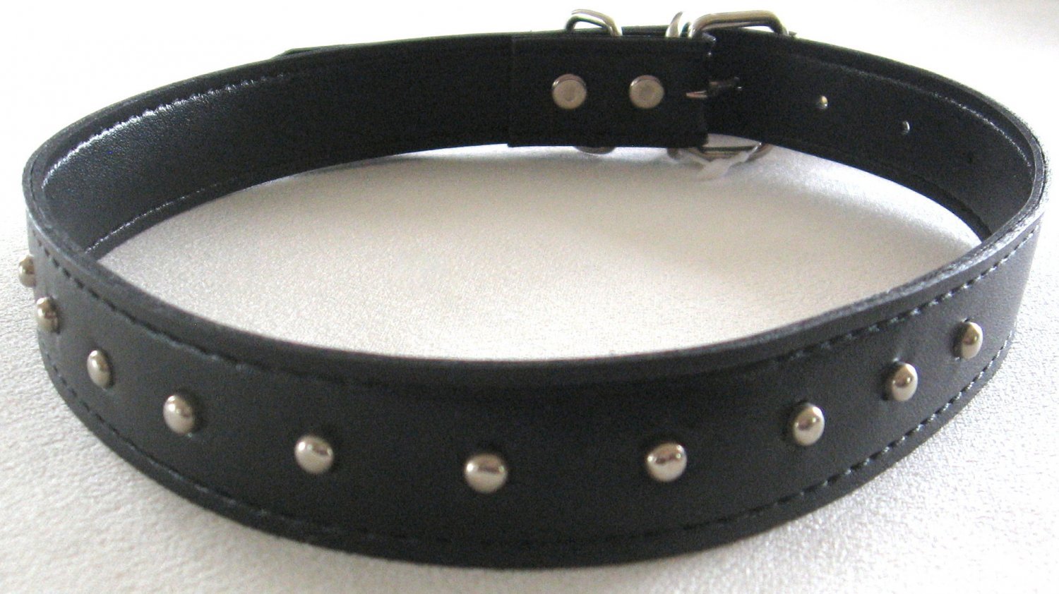 Black Leatherette with Studs Dog Collar Black 26