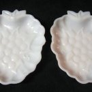 Set of White Milk Glass Candy Dishes Grape Pattern Design Retro Vintage 1950s