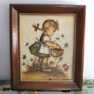 Hummel Girl Child Print In Wooden Frame 12x10 Artist Evans Wall Decor Vintage