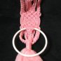 Pink Macrame Towel Holder Hand Crafted Vintage 1960's