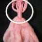 Pink Macrame Towel Holder Hand Crafted Vintage 1960's