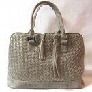 Leatherette Snake Handbag Purse Basket Weave Taupe Color By Designer Leslie Fay Leatherette Snake Handbag Purse Basket Weave Taupe Color By Designer Leslie Fay