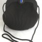 Fancy Black Ribbed Purse Blue Stone Jeweled Clasp Handbag Clutch Vintage