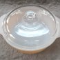 Peach Lustre Iridescent Fire King Anchor Hocking Glass Casserole Bowl & Lid Vintage 1960s
