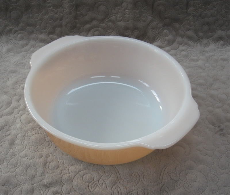 Peach Lustre Iridescent Fire King Anchor Hocking Glass Casserole Bowl